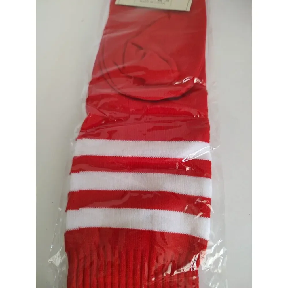 Play The Game Football/Soccer Socks Adult US 7-13 Red W/White Stripes Lot/2